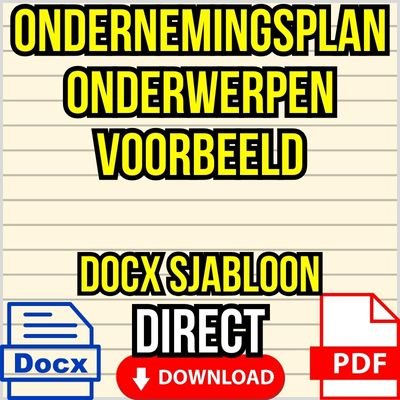 Ondernemingsplan Onderwerpen Voorbeeld DOCX PDF ᐅ (DIRECTE DOWNLOAD + BONUS!) MS Word Sjabloon